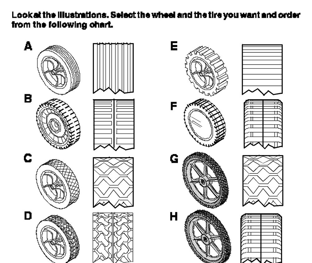 Wheels And Tires Diagram and Parts List for 20507X199B 1997 Briggs and Stratton Lawn Mower